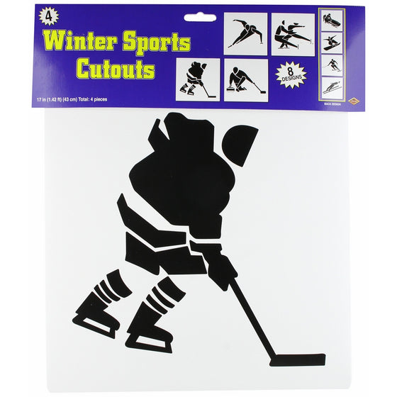 Beistle 4-Pack Winter Sports Cutouts, 16-Inch