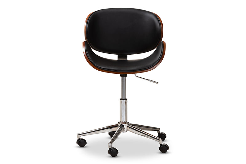 Baxton Studio Ambrosio Modern and Contemporary Black Faux Leather Upholstered Chrome-Finished Metal Adjustable Swivel Office Chair