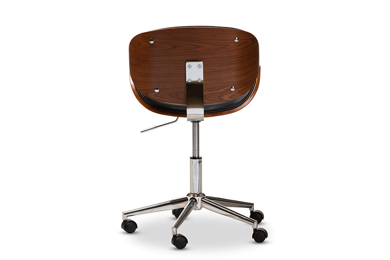 Baxton Studio Ambrosio Modern and Contemporary Black Faux Leather Upholstered Chrome-Finished Metal Adjustable Swivel Office Chair