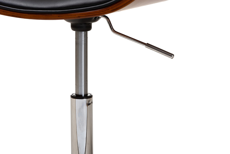 Baxton Studio Ambrosio Modern and Contemporary Black Faux Leather Upholstered Chrome-Finished Metal Adjustable Swivel Office Chair
