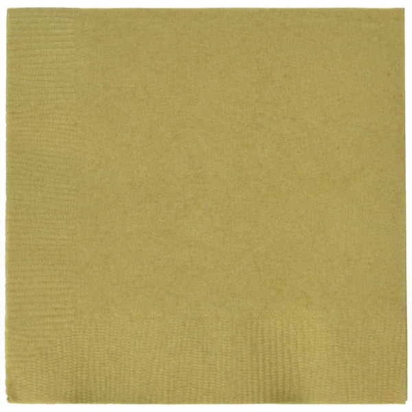 Amscan Disposable Party 2-Ply Beverage Napkins Tableware, Gold, Paper, 5" x 5", Pack of 50