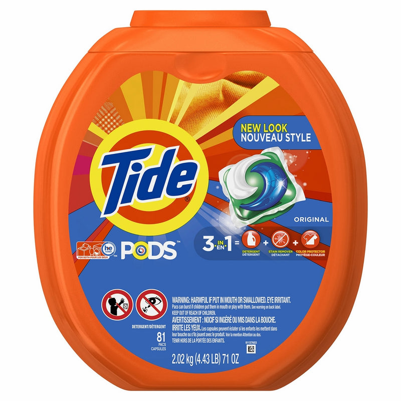 Tide PODS 3 in 1 HE Turbo Laundry Detergent Pacs, Original Scent, 81 Count Tub