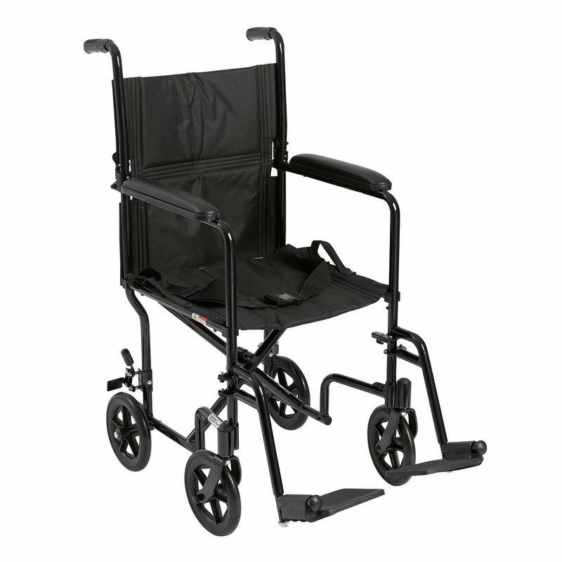 Drive Medical Aluminum Transport Chair, 19", Black