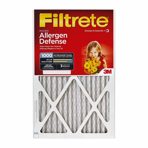 Filtrete MPR 1000 16 x 25 x 1 Micro Allergen Defense AC Furnace Air Filter, Uncompromised Airflow, Attracts Small Particles, 4-Pack