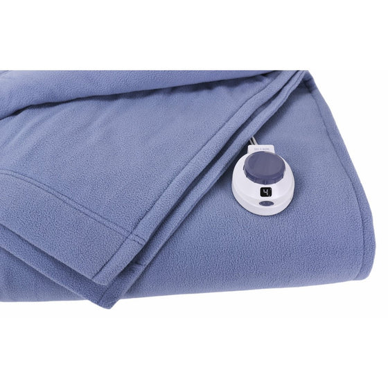 SoftHeat Luxury Micro-Fleece Low-Voltage Electric Heated Full Size Blanket, Slate Blue