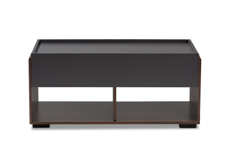 Baxton Studio Rikke Modern and Contemporary Two-Tone Gray and Walnut Finished Wood 2-Drawer Coffee Table