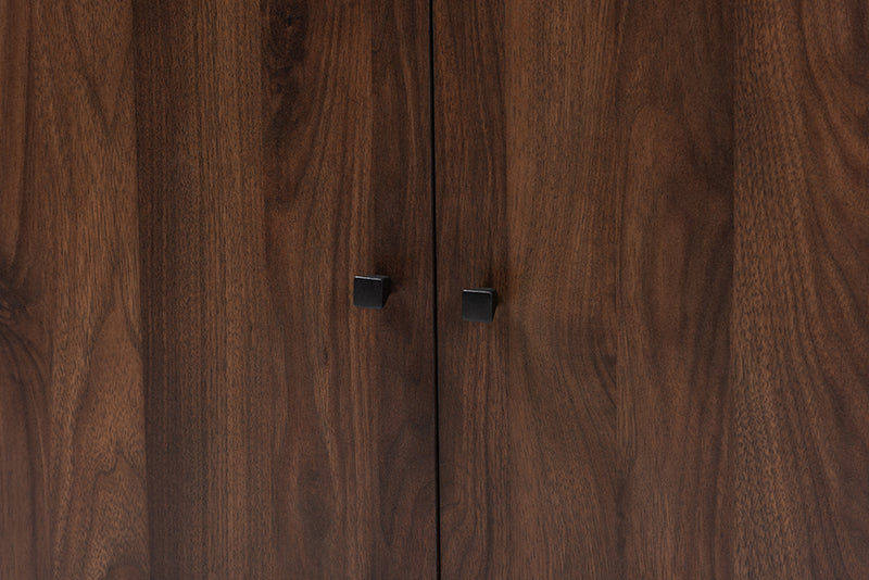 Baxton Studio Rossin Modern and Contemporary Walnut Brown Finished 2-Door Wood Entryway Shoe Storage Cabinet