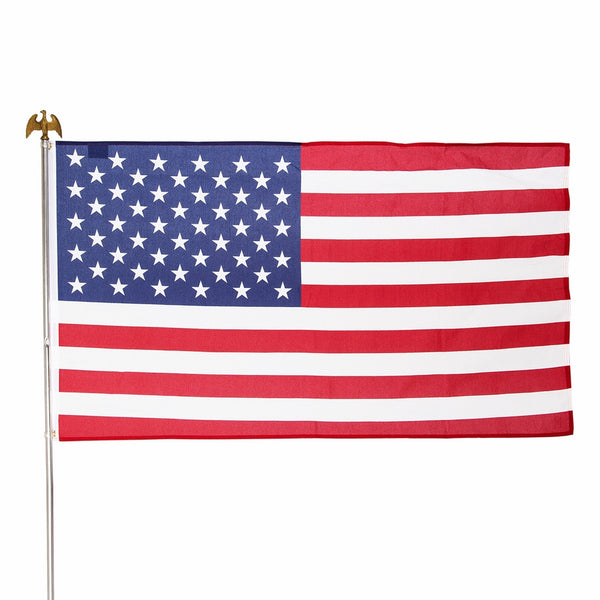 Valley Forge Flag 3 x 5 Foot Polycotton US American Flag Kit with 6-Foot Steel Pole and Bracket