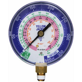 Yellow Jacket 49138 3-1/8 Blue Compound, 30", 0-350 psi, R-22/404A/410A Gauge degrees F