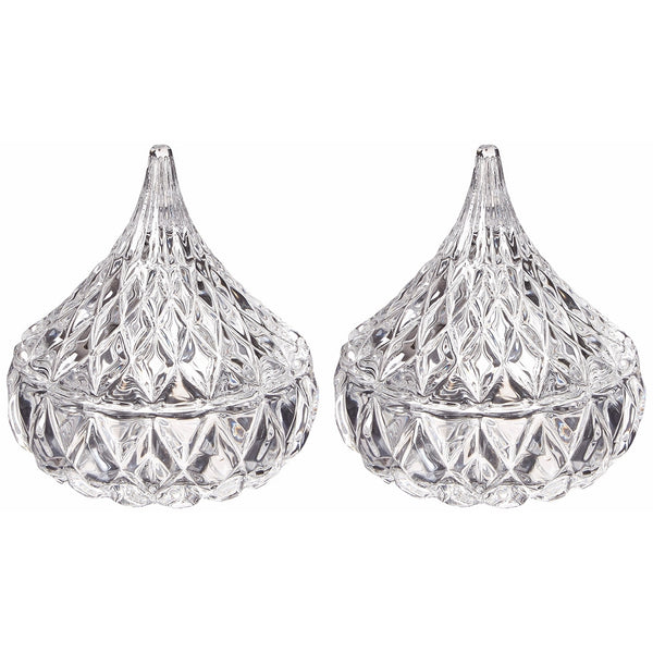 Godinger Crystal Famous Hersheys Kiss Crystal Trinket Box, Set of 2