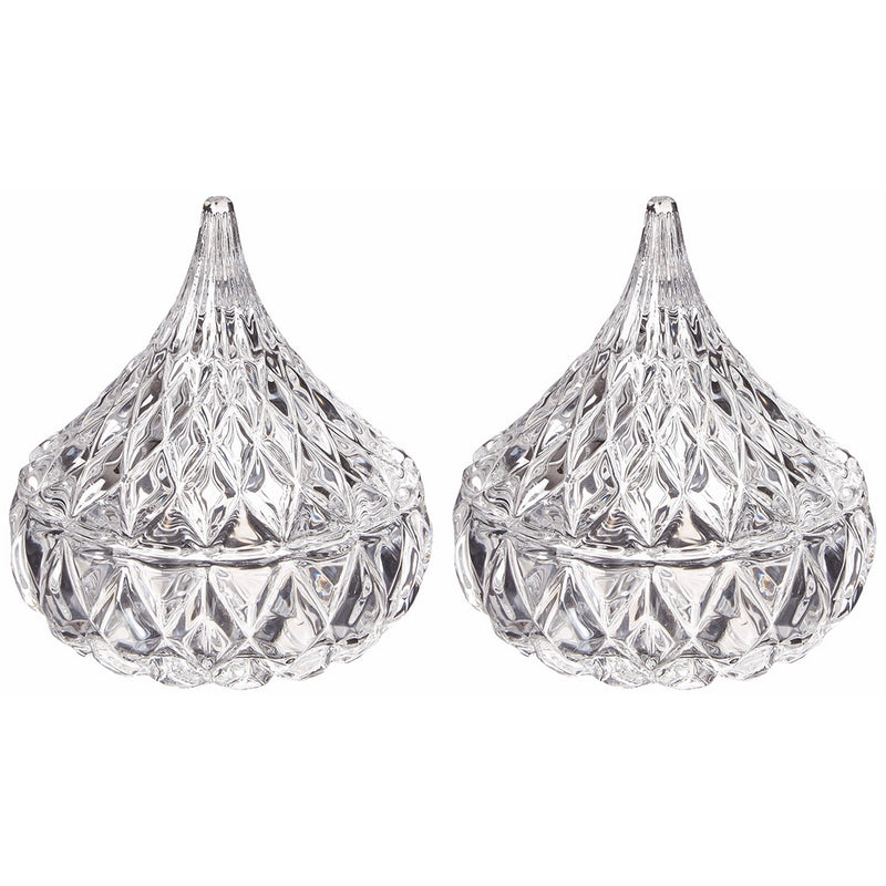 Godinger Crystal Famous Hersheys Kiss Crystal Trinket Box, Set of 2