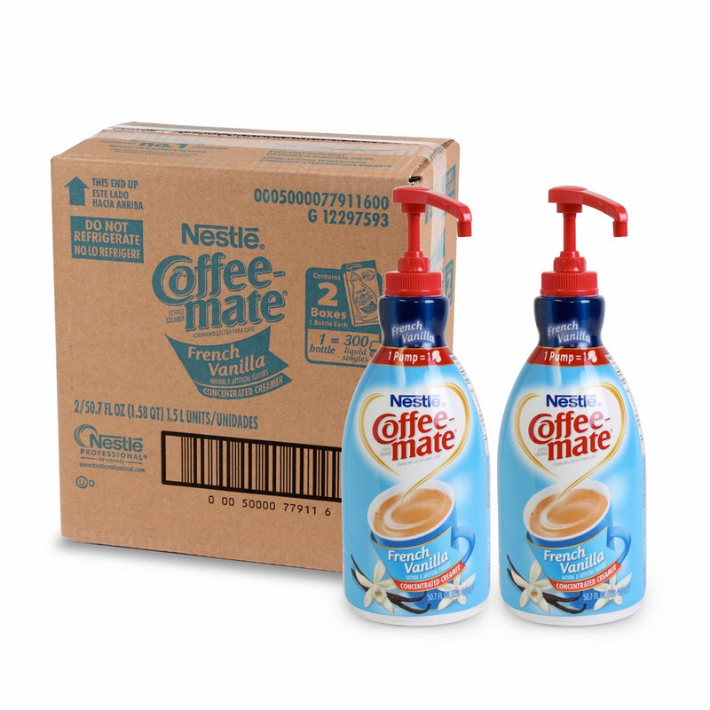 NESTLE COFFEE-MATE Coffee Creamer, French Vanilla, 1.5L liquid pump bottle, Pack of 2