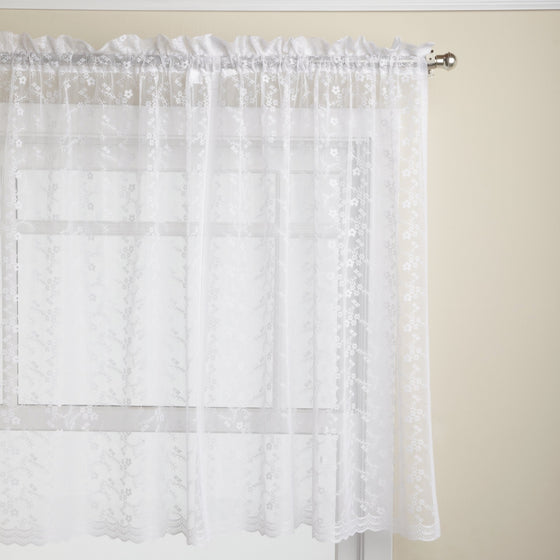 Lorraine Home Fashions Priscilla 60-inch x 36-inch Tier Curtain Pair, White