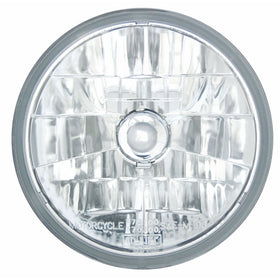 Adjure T70100 Clear Lens 7" Diamond Cut Ice Motorcycle Headlight with H4 Bulb