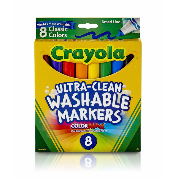 Crayola Washable Markers, Broad Point, Classic Colors, 8/Pack (58-7808)