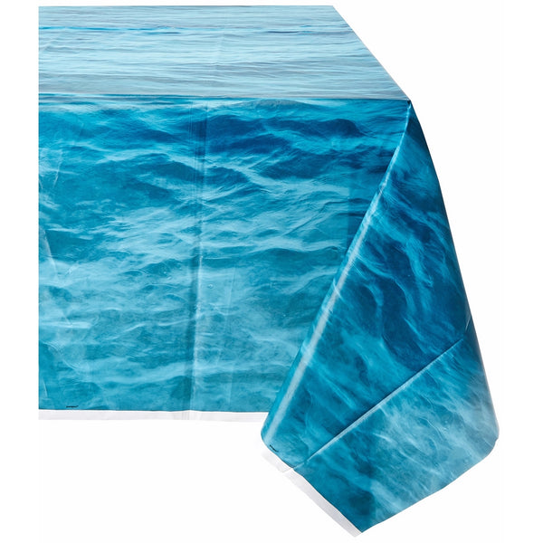 Ocean Waves Plastic Tablecloth, 108" x 54"