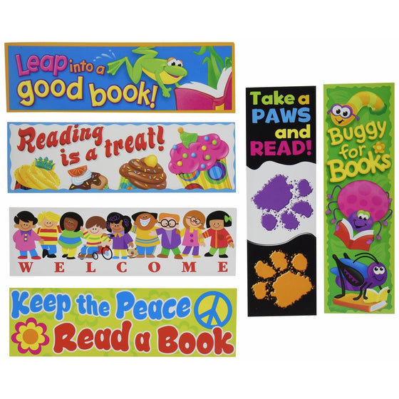 TREND T12906 Bookmark Combo Packs, Celebrate Reading Variety #1, 2w x 6h, 216/Pack