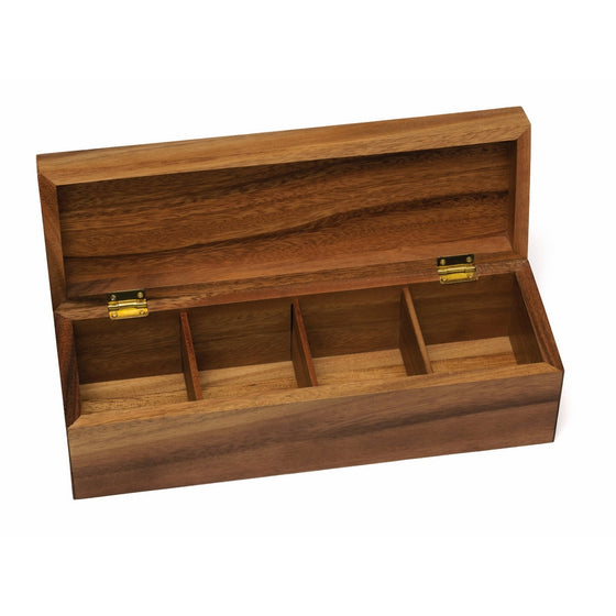 Lipper International 1128 Acacia Wood Tea Box with 4 Sections, 12-1/2" x 4-1/8" x 3-7/8"