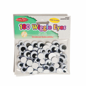 Creative Arts by Creative Arts by Charles Leonard Wiggle Eyes, Peel'n Stick, Black, Assorted Sizes, 100/Bag (64530)