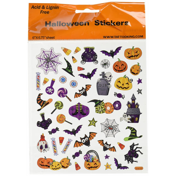 Tattoo King SK129MC-1320 Multicolored Sticker, Halloween Icons