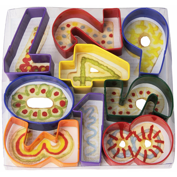 R&M International 1998 Numbers 3" Cookie Cutters, Assorted Colors, 9-Piece Set