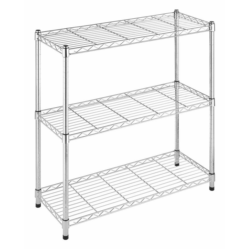 Whitmor Supreme 3 Tier Shelving with Adjustable Shelves and Leveling Feet - Chrome