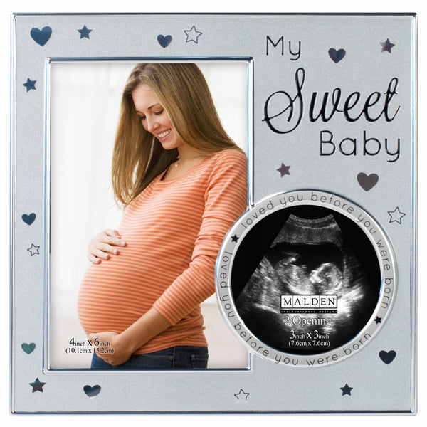 Malden International Designs My Sweet Baby Ultrasound Photo Picture Frame, 4x6, Silver