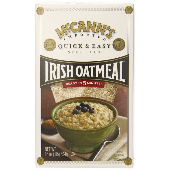 McCANN'S Steel Cut Irish Oatmeal, Quick & Easy, 16-Ounce Boxes (Pack of 6)