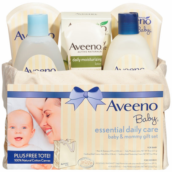 Aveeno Baby Essential Daily Care Baby & Mommy Nourishing Skincare Gift Set, 8 items