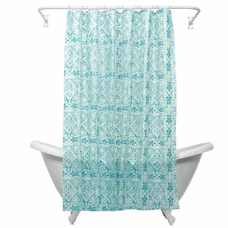 Zenna Home, India Ink Morocco Peva Shower Curtain Liner, Teal