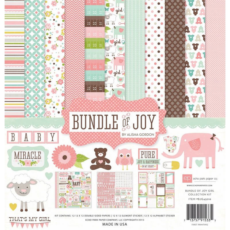 Echo Park Paper BJG45016 Bundle of Joy Girl Collection Scrapbooking Kit