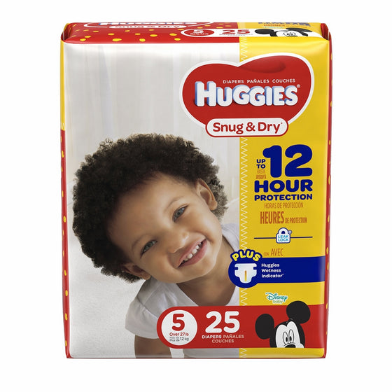 HUGGIES Snug & Dry Diapers, Size 5, 25 Count, JUMBO PACK (Packaging May Vary)