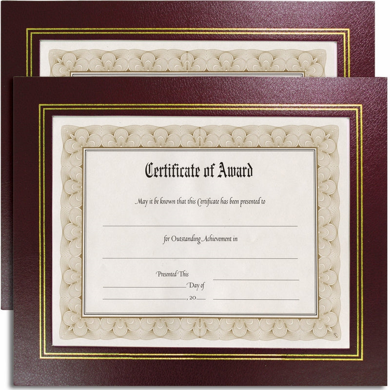 8.5" x 11" Leather Grain Certificate Frame Two Pack, Burgundy