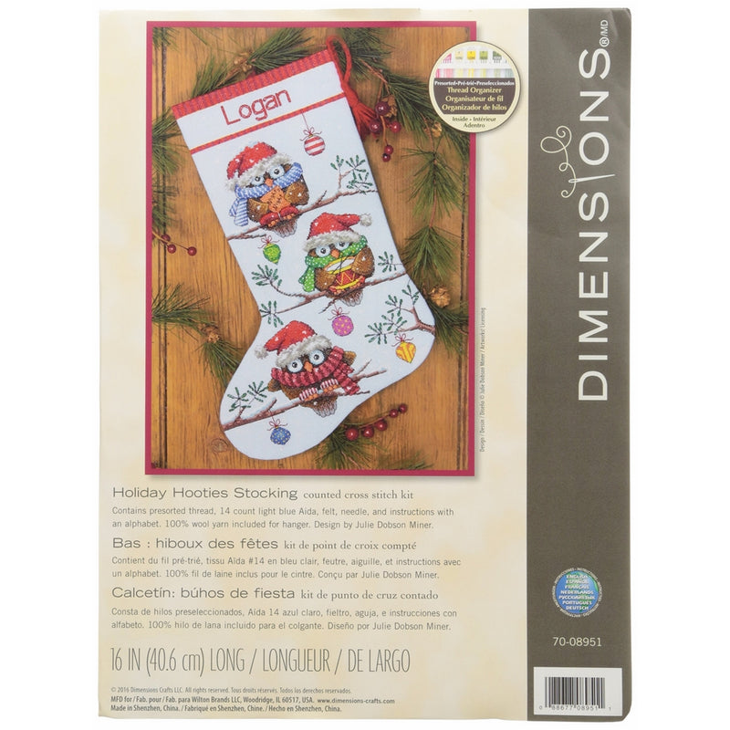 Dimensions Needlecrafts 70-08951 Holiday Hooties Stocking Counted Cross Stitch Kit
