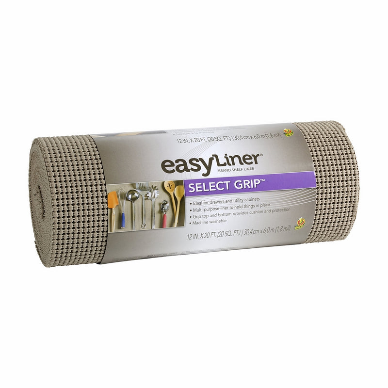 Duck Brand Select Grip Easy Liner Non-Adhesive Shelf Liner, 12 in. x 20 ft., Taupe (1100731)