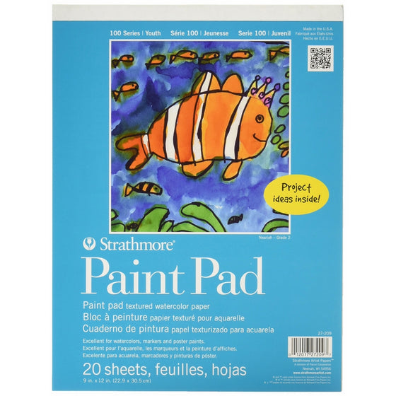 Strathmore 27-209 100 Series Youth Paint Pad, 9"x12" Tape Bound, 20 Sheets