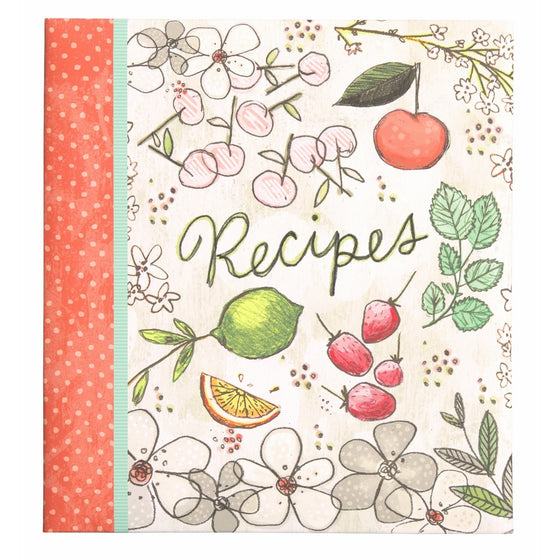 C.R. Gibson Recipe Book, Durable 3-Ring Binder, Holds 40 Recipe Cards Measuring 4" x 6", Book Measures 9" x 9.5"  Fruit Fusion