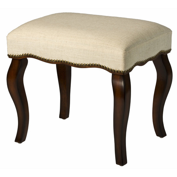 Hillsdale 50962 Hamilton Backless Vanity Stool, Burnished Oak with Cream Fabric