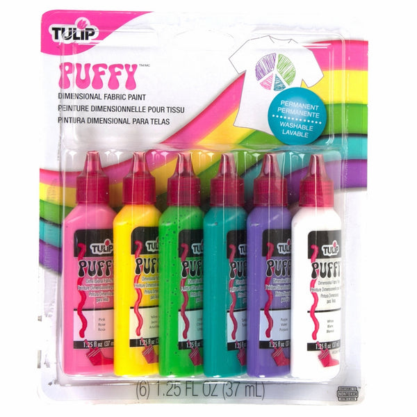 Tulip 20595 Dimensional Puffy Fabric Paint, 6-Pack