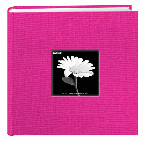 Fabric Frame Cover Photo Album 200 Pockets Hold 4x6 Photos, Bright Pink