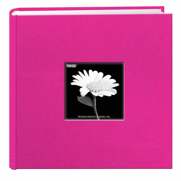 Fabric Frame Cover Photo Album 200 Pockets Hold 4x6 Photos, Bright Pink