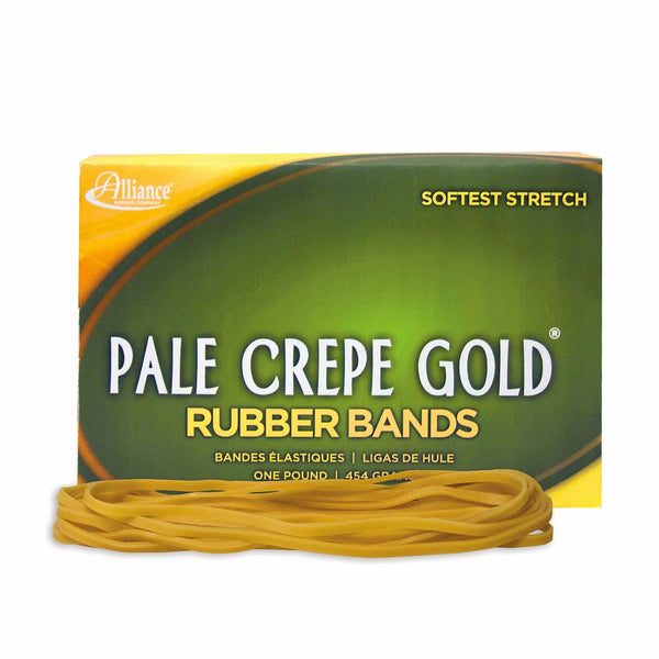 Alliance Rubber 21405 Pale Crepe Gold Rubber Bands Size #117B, 1 lb Box Contains Approx. 300 Bands (7" x 1/8", Golden Crepe)