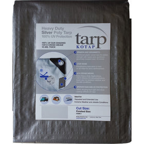 Kotap 10-ft x 16-ft Heavy-Duty 14 by 14 Cross Weave UV Blocking 10-mil Silver Poly Tarp, Item: TRS-1016