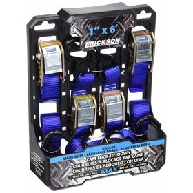 Erickson 35605 Light Duty Cam Lock Tie-Down Strap, 4 Pack (1" x 6', 1200 lb Load Capacity)