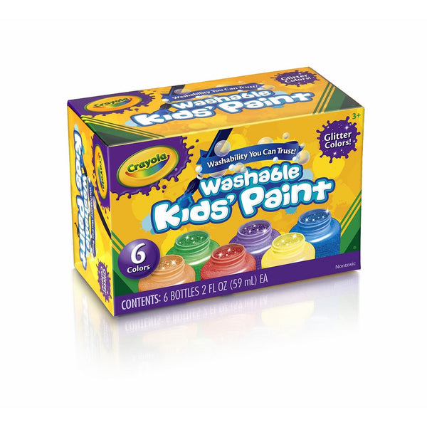 Crayola Washable Glitter Paint Great for Classroom Projects, 6 Count