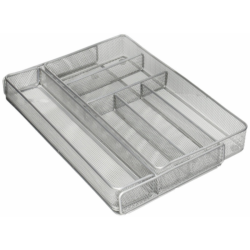 Honey-Can-Do KCH-02163 Steel Mesh 7-Compartment Expandable Utility Drawer Organizer, Silver