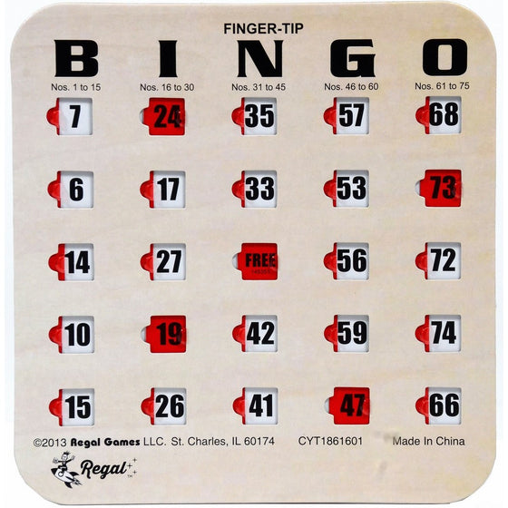 Regal Games 25 Woodgrain/Tan Fingertip Shutter Slide Bingo Cards
