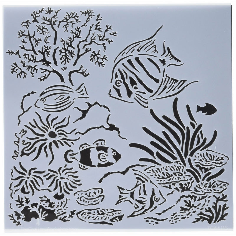 Crafters Workshop TCW611S Template, 6" x 6", Aquarium, White