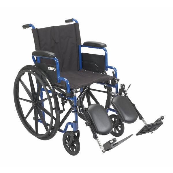 Drive Medical BLS20FBD-ELR Blue Streak Wheelchair with Flip Back Desk Arms and Elevating Leg Rests, Blue