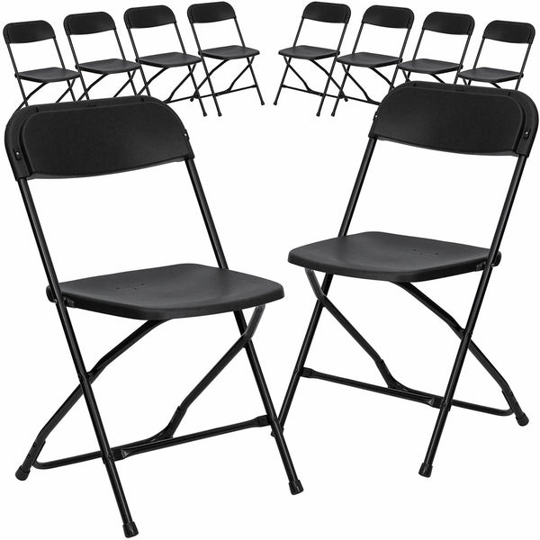 Flash Furniture 10 Pk. HERCULES Series 800 lb. Capacity Premium Black Plastic Folding Chair